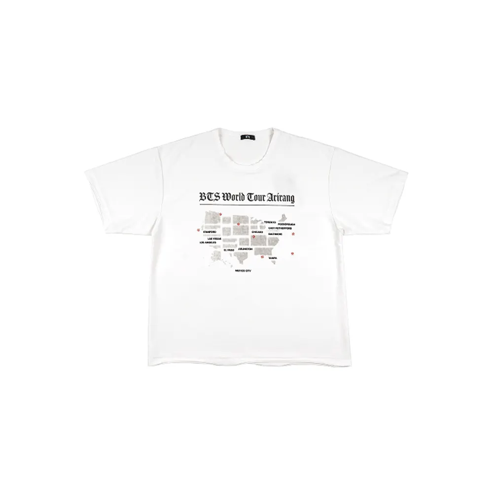 BTS ARIRANG · Tour Routing T-Shirt — Wit